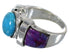 Southwest Turquoise And Magenta Turquoise Silver Ring Size 6-1/4 WX82085